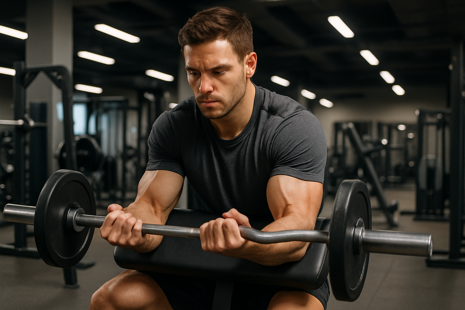 hombre en el gym haciendo antebrazo