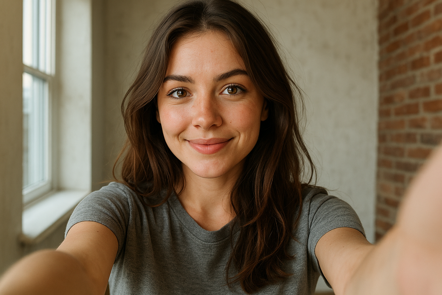 una foto que parezca un selfie de una chica, real
